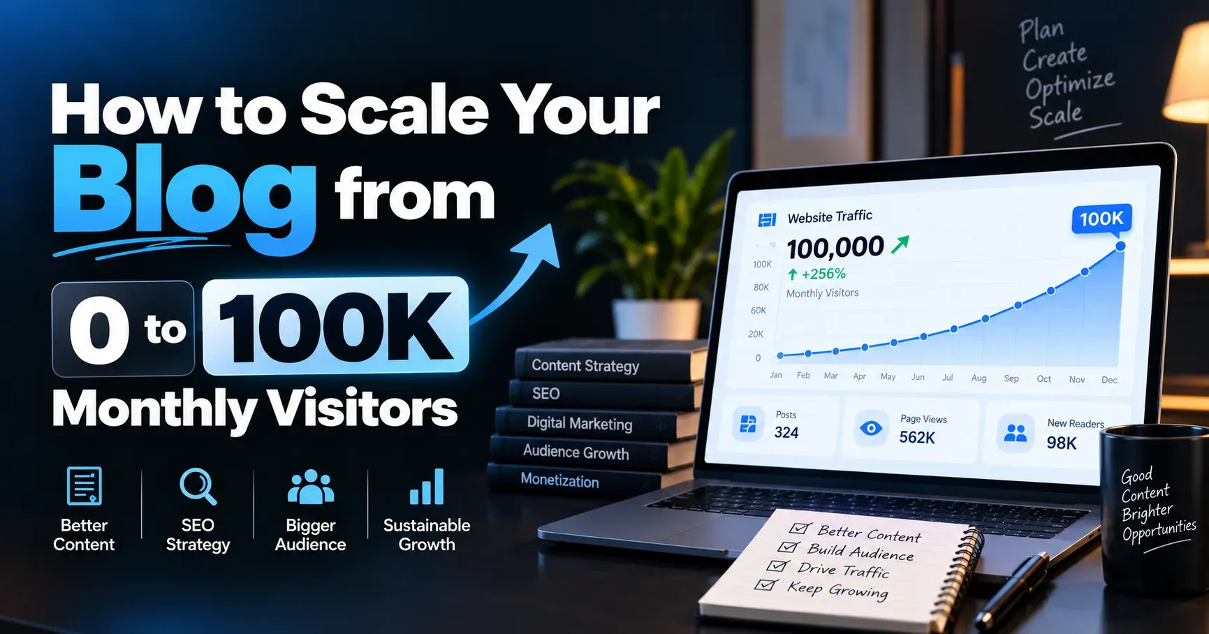 How to Scale Your Blog from 0 to 100K Monthly Visitors