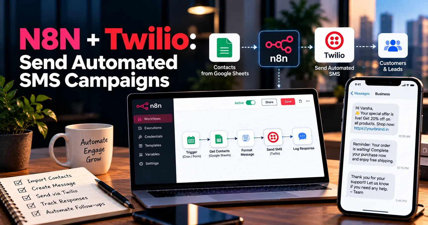 N8N + Twilio: Send Automated SMS Campaigns